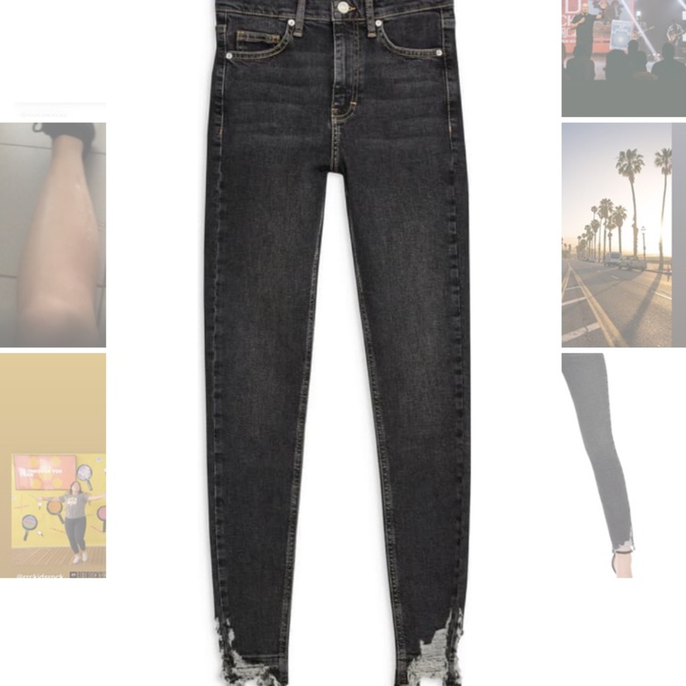TopShop Jamie High Waist Ripped Hem Jeans. Size 26